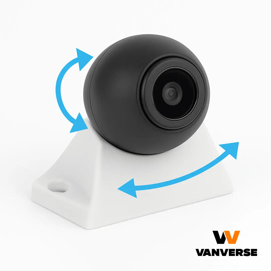 Cámara de marcha atrás orientable instalada en vehículo industrial