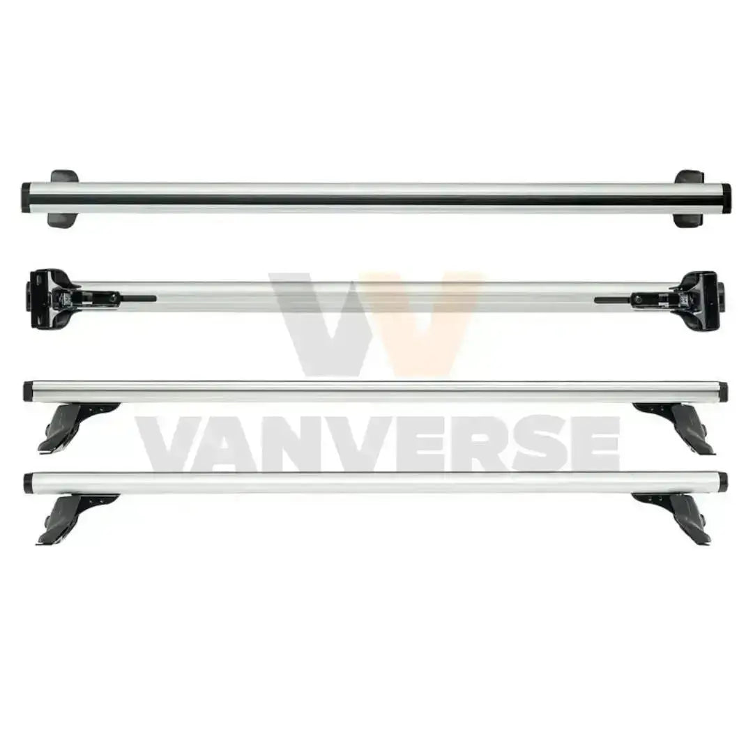 Barra de techo de aluminio vista desde varios ángulos