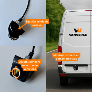 Cámara de marcha atrás con montaje en portamatrículas, fijación estable y ajuste de orientación