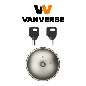 Detalle de la cerradura antirrobo Meroni UFO+ con sus 2 llaves reversibles