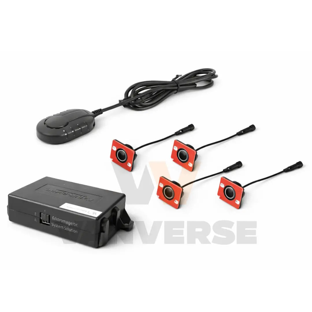 Kit de sensores de aparcamiento con aviso acústico. 4 sensores negros. 