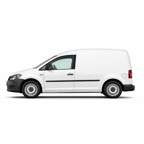 Vista latera de Volkswagen Caddy 2015 L1, colección de accesorios VanVerse para furgonetas.