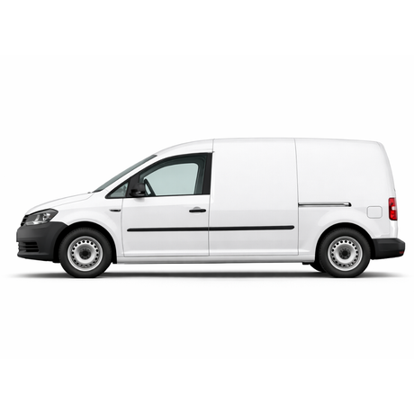 Vista latera de Volkswagen caddy 2015 L2, colección de accesorios VanVerse para furgonetas.